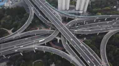 Karayolu trafik Şangay'daki hava video