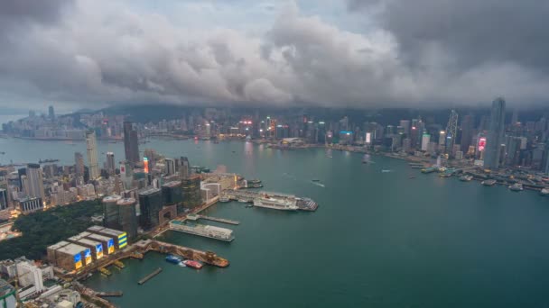 Гонконг Китай Июня 2017 Года Видео Гавани Виктория Гонконге Заката — стоковое видео