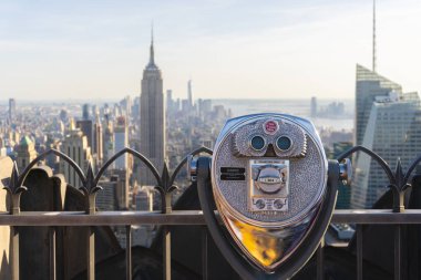 New York City'deki Manhattan skyline karşı karşıya kule dürbün