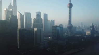 Shanghai, Çin - Kasım 2, 2017:4 k hava video Şanghay sabah