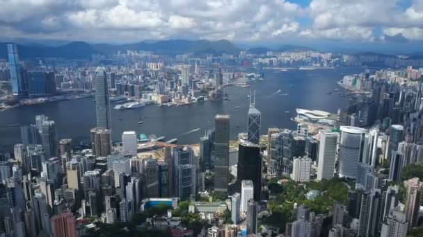 Hong Kong China Junio 2017 Video Aéreo Victoria Harbour Hong — Vídeos de Stock