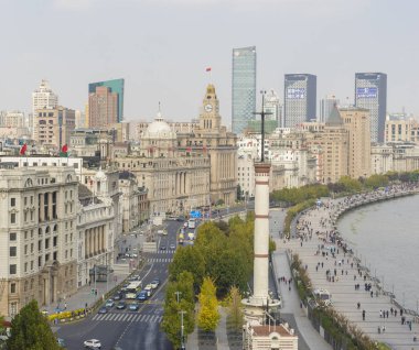 Shanghai Bund görünümünü sabah