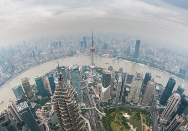Shanghai, Çin - 10 Kasım 2017: Lujiazui Shanghai Bund bir bakış. Shanghai finanical bölgesi, birçok yurtiçi ve Yurtdışı şirket ofisleri ile olduğunu.