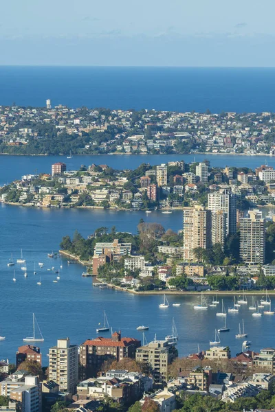 Hus och lägenheter längs stranden av Sydney hamnen — Stockfoto