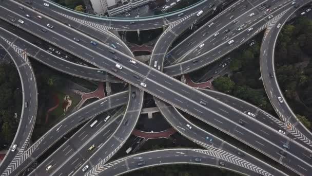 Vídeo Aéreo Tráfego Rodoviário Xangai — Vídeo de Stock