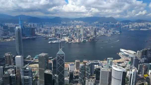 Εναέρια Βίντεο Της Victoria Harbour Χονγκ Κονγκ — Αρχείο Βίντεο