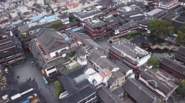 Shanghai, Çin - Kasım 5, 2017:4 k hava video Yuyuan Bahçe Shanghai, Çin