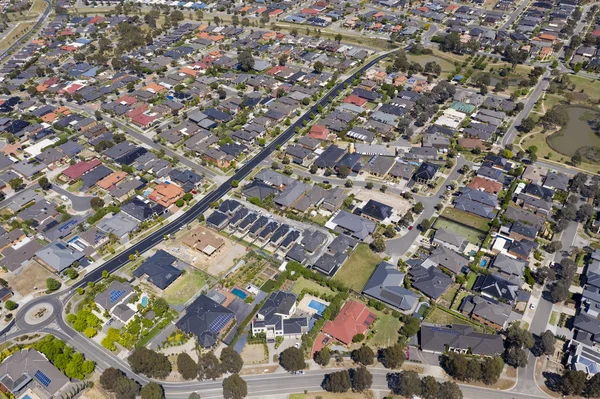 Aerial photo of houses in a suburb in Melbourne — Stock Photo, Image