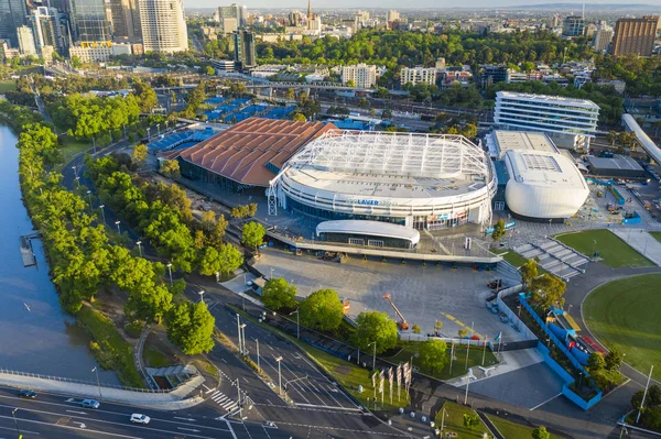 Melbourne Park, Avustralya Açık Tenis Turnuvası yurdu havadan görünümü — Stok fotoğraf