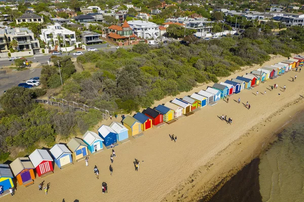 Letecký pohled na Brighton koupání polí v Melbourne — Stock fotografie