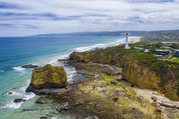 Aerial photo of Split Point Lightouse along the Great Ocean Road — Stock Photo, Image