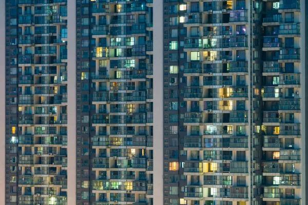 Pohled Výškových Bytových Domů Číně Noci — Stock fotografie