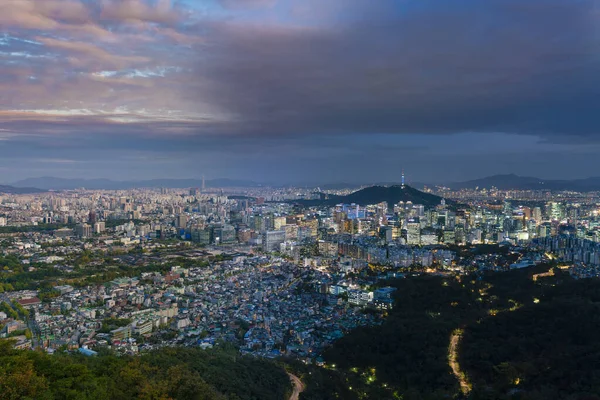 Composite Image Seoul Sunset Night — Stock Photo, Image
