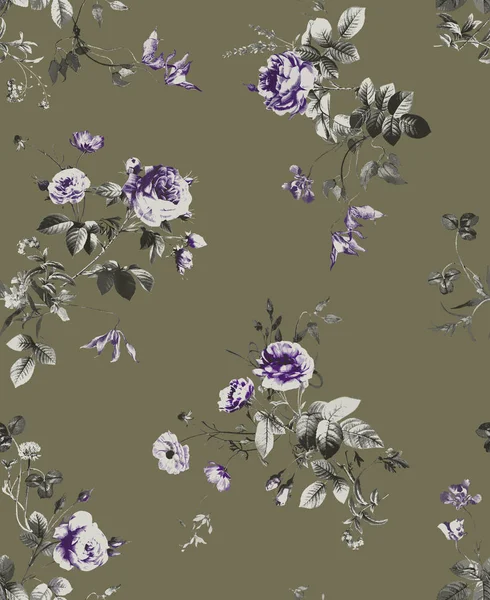 Pattern composition  with flowers on khaki,  black and white graphics, artwork for tattoo, fabrics, souvenirs, packaging, greeting cards and scrapbooking