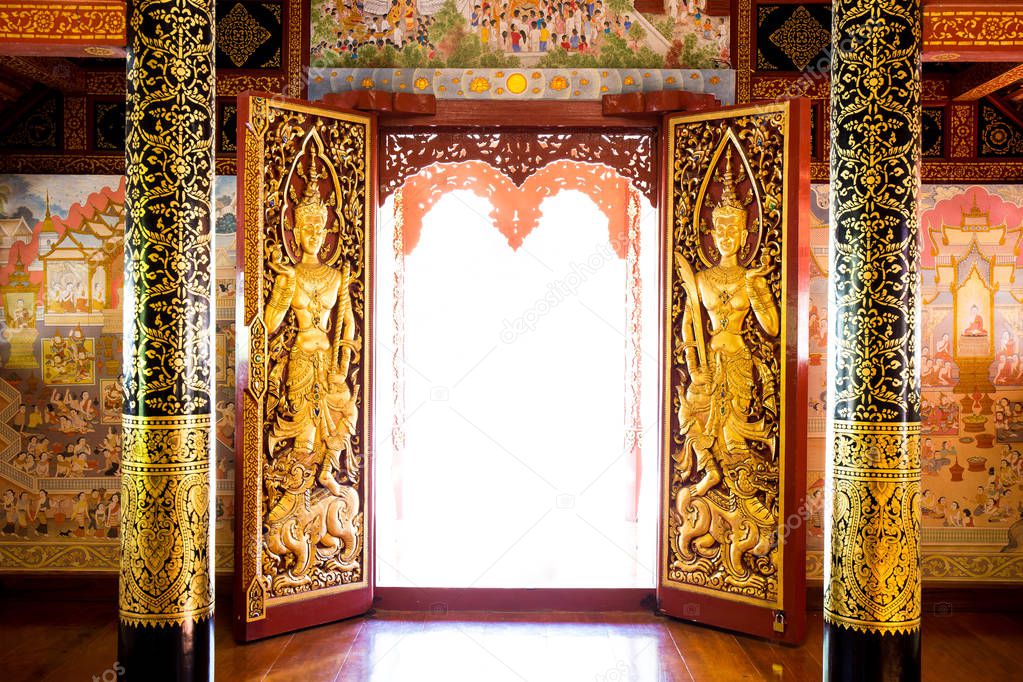 The Guardians on Temple Doors at Wat Phra Sing - Chiang Rai, Tha