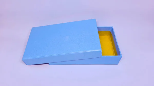 Caja Azul Con Estado Abierto Fondo Blanco Para Regalos — Foto de Stock