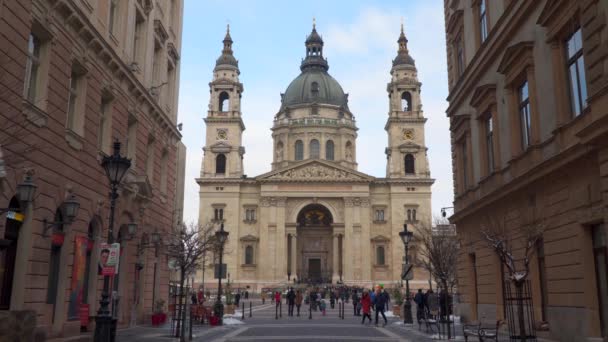 Budapest Hungaria Maret 2018 Basilika Santo Stefanus Bagian Barat Fasad — Stok Video