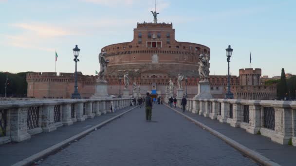 Рим Италия Марта 2018 Года Ангельский Мост Замку Ангелов — стоковое видео