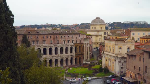 Marcellus Theater Rom Blick Vom Kapitol Hügel — Stockvideo