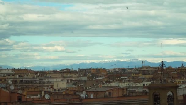 Plenty Satellite Dishes Roofs Buildings Rome — Stock Video