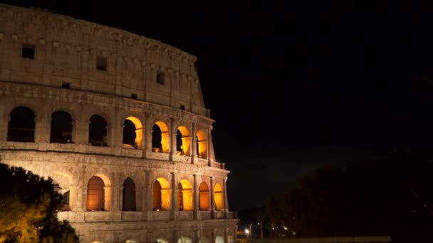 Das Kolosseum Bei Nacht Rom Italien — Stockvideo