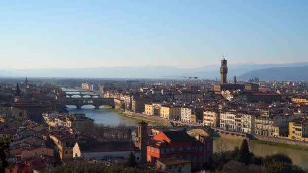 Skvělé Panoramatický Výhled Florencii Náměstí Michelangelo — Stock video