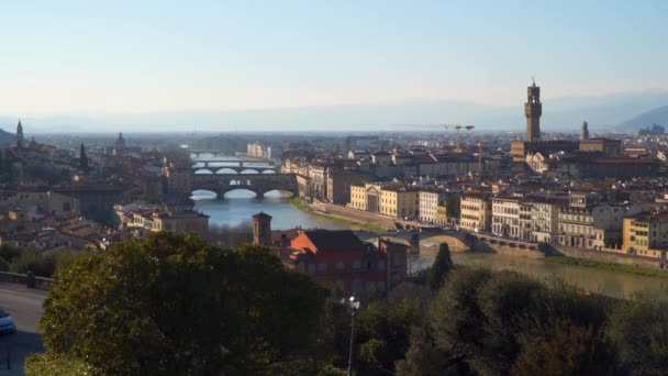 Visa Att Staden Florens Från Michelangelo Square Italien — Stockvideo