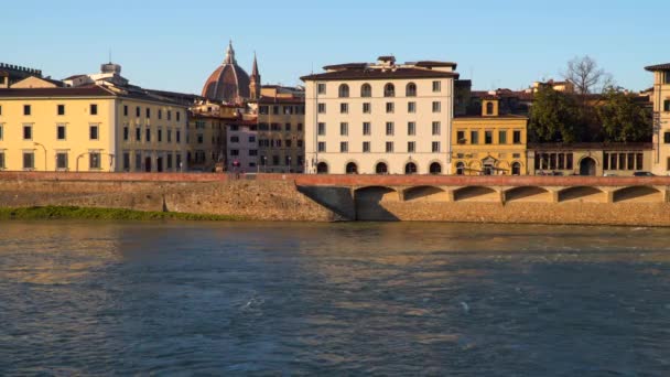 Tuscany Italië Kade Van Rivier Arno Florence — Stockvideo