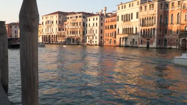 リアルト橋の近くの大運河ヴェネツィア イタリア 2018 モーター ボート帆 — ストック動画