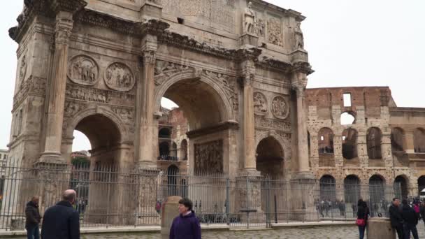 Roma Italia Marzo 2018 Arco Histórico Constantino Arco Triunfal Roma — Vídeo de stock