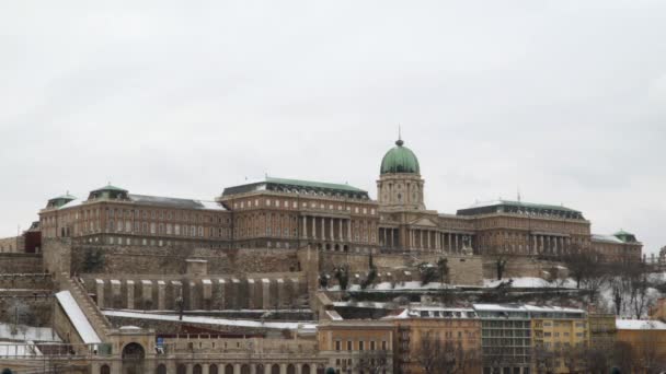 ブダ城は ブダペストのハンガリー王の歴史的な城と宮殿の複合体です — ストック動画