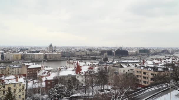 Das Donauufer Und Die Basilika Des Heiligen Istvan — Stockvideo