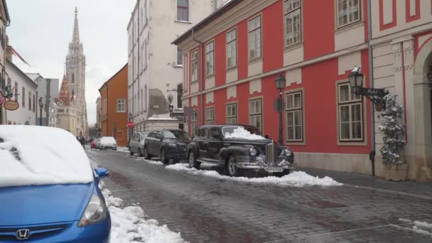 Budapeszt Węgry Marca 2018 Ulice Budapesztu Zimie — Wideo stockowe