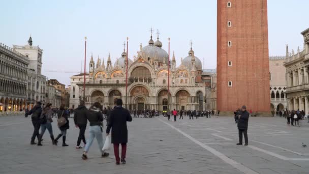 Benátky Itálie Března 2018 Mark Square San Marco Piazza San — Stock video