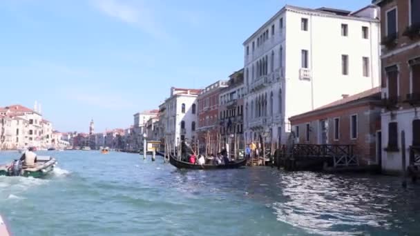 Venezia Marzo 2018 Canal Grande Venezia Spazzatura Galleggiante Acqua — Video Stock