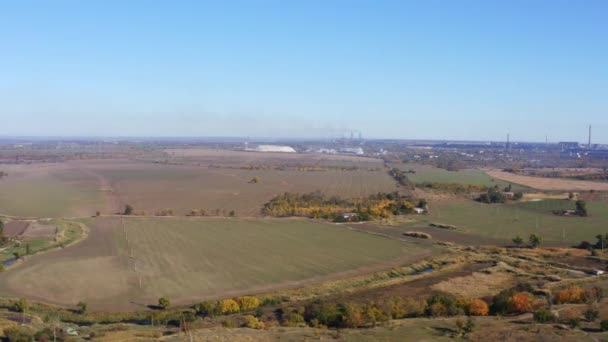 Campi allagati in autunno. Vista dall'alto — Video Stock