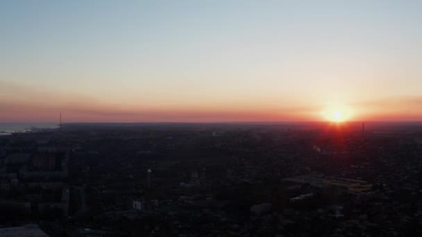 Sonnenuntergang Über Der Stadt Luftaufnahme — Stockvideo