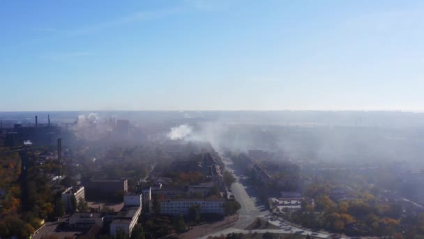 Smog Nad Městem Letecký Pohled — Stock video