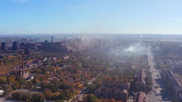 Humo Sobre Ciudad Desde Vista Pájaro — Vídeos de Stock