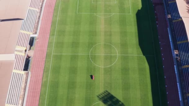 Fußballplatz Aus Der Vogelperspektive Luftbild — Stockvideo