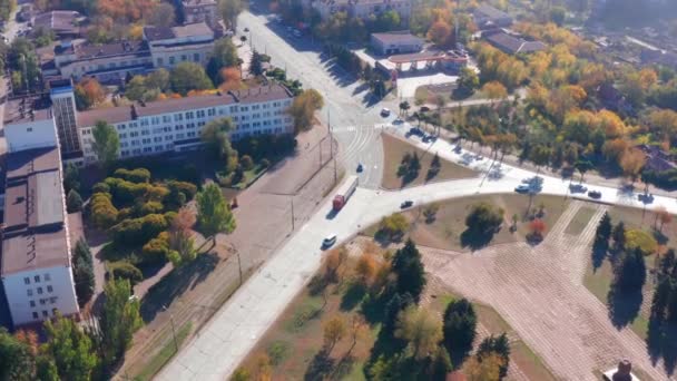 Üstten Görünüm Sokaklar Binalar Bir Taşra Kasabasında Drone Mariupol Ukrayna — Stok video