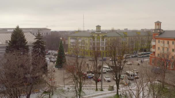 Aerial View Christmas Tree Town Square Mariupol Ukraine — Stock Video