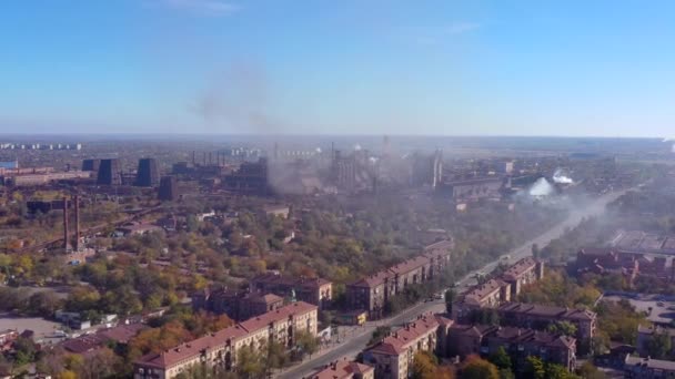 Pohled Ptačí Perspektivy Smog Nad Městem — Stock video