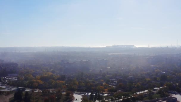 Εναέρια Άποψη Αιθαλομίχλη Κατοικημένη Περιοχή Στην Πόλη Ρύπανση Του Περιβάλλοντος — Αρχείο Βίντεο