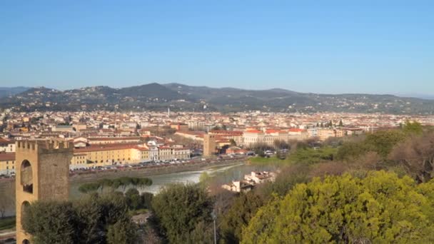 Vista Panorámica Desde Piazzale Michelangelo Florencia Toscana Italia — Vídeo de stock