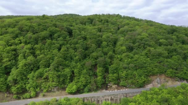 Estrada Montanha Montanhas Estão Cobertas Floresta — Vídeo de Stock