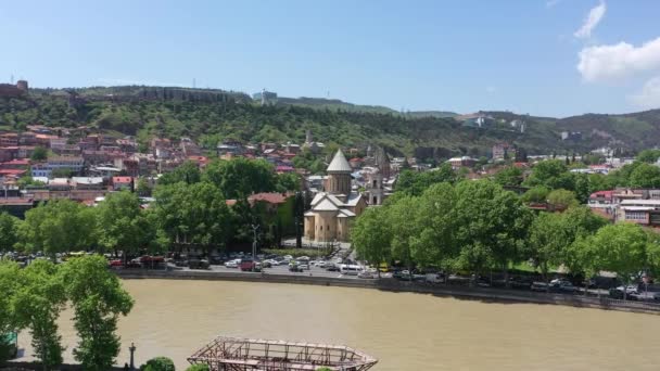 Stara Część Tbilisi Gruzji Widok Lotu Ptaka — Wideo stockowe