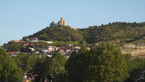 Świątynia Górze Tbilisi Gruzji — Wideo stockowe