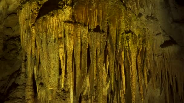 Σπηλιά Καρστ Σταλακτίτες Και Σταλαγγίτες — Αρχείο Βίντεο