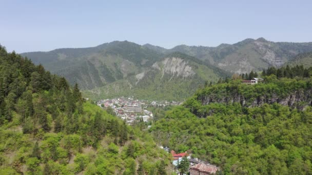 Borjomi Şehrinin Havadan Görünümü Borjomi Gürcistan Güneybatısında Samtskhe Javakheti Eyaletinde — Stok video